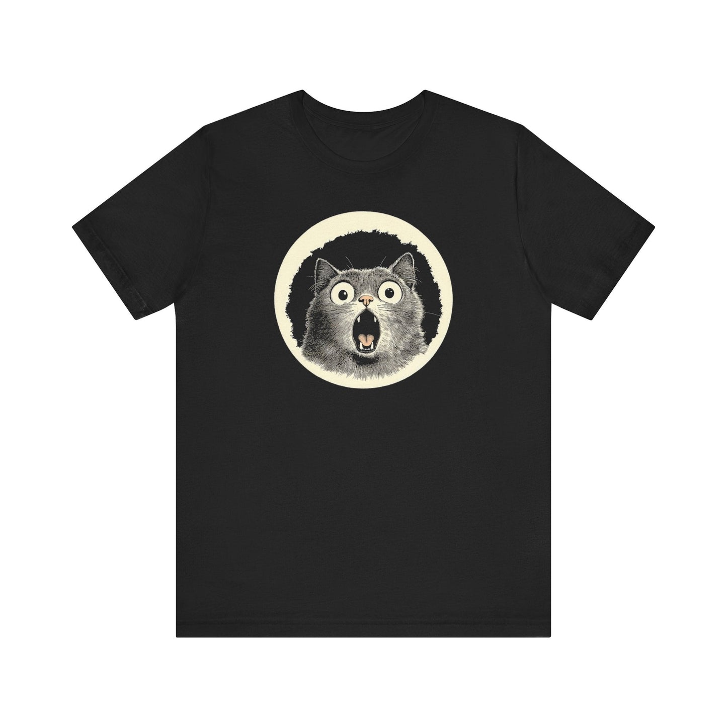 Shocked Cat Graphic Tee – Vintage Style Cat Lover Shirt