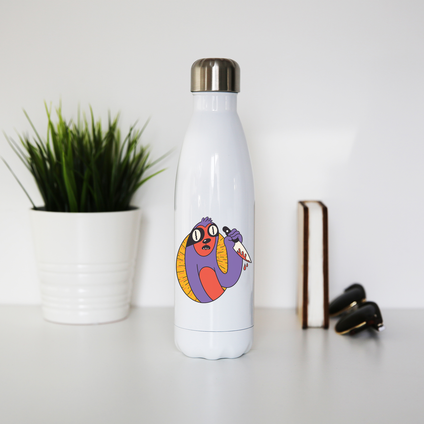 Sloth with knife water bottle stainless steel reusable
