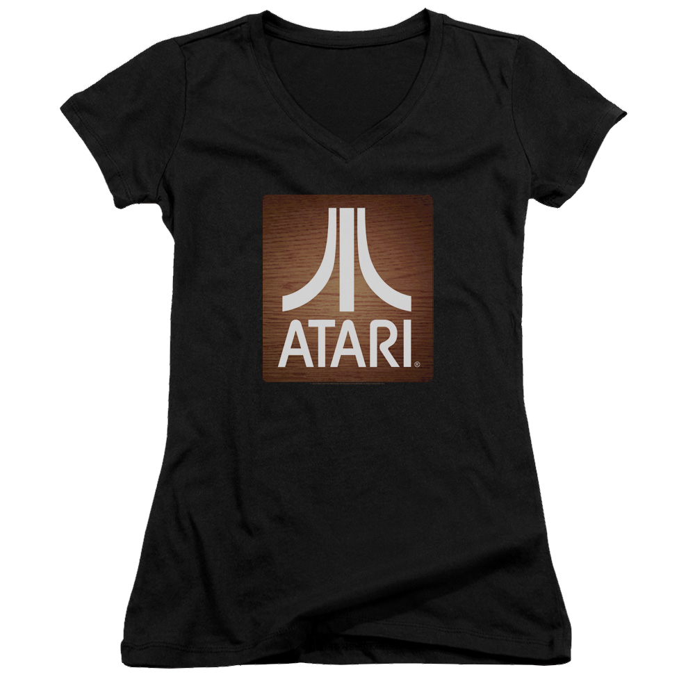 Atari Classic Wood Square - Juniors V-Neck T-Shirt