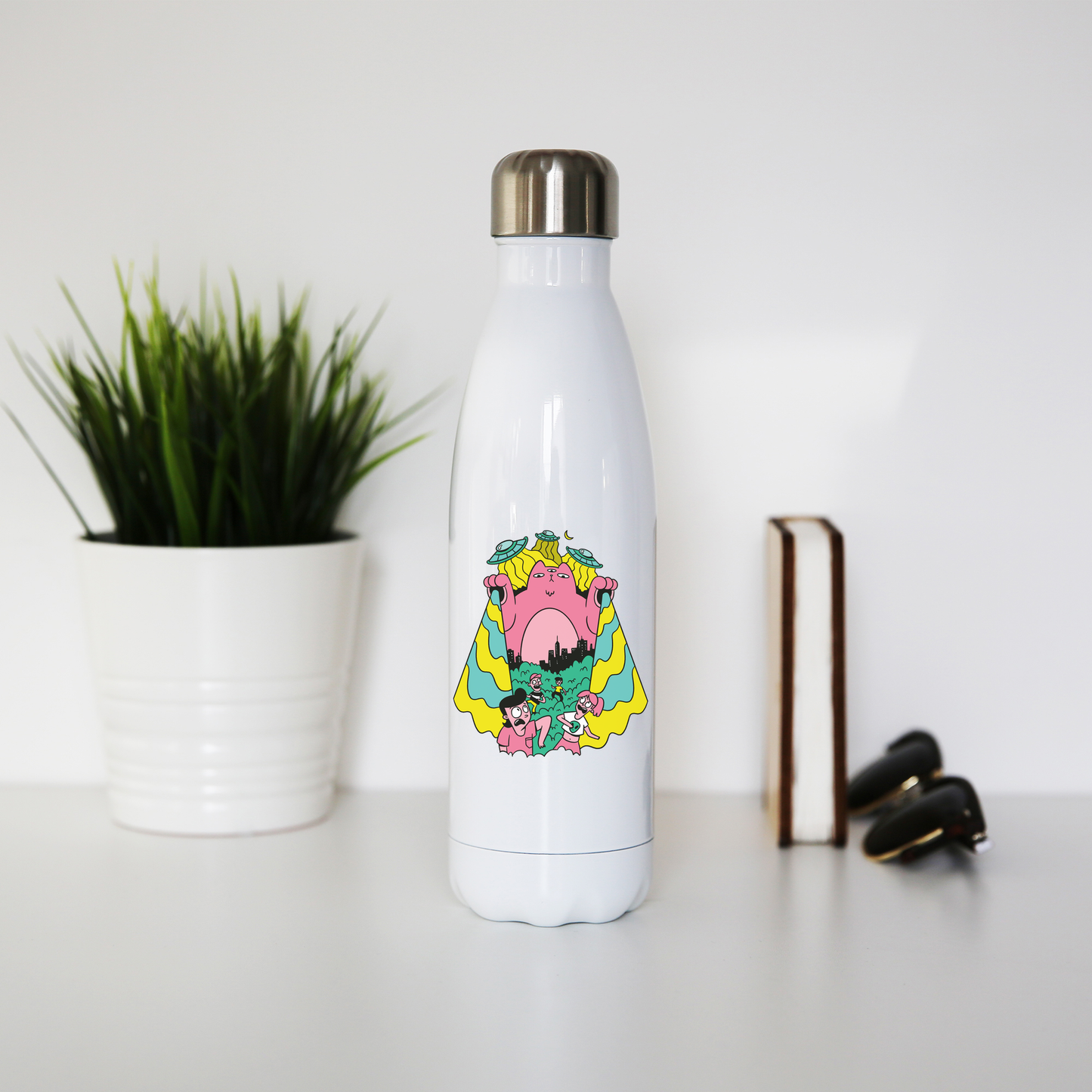 Alien cat water bottle stainless steel reusable