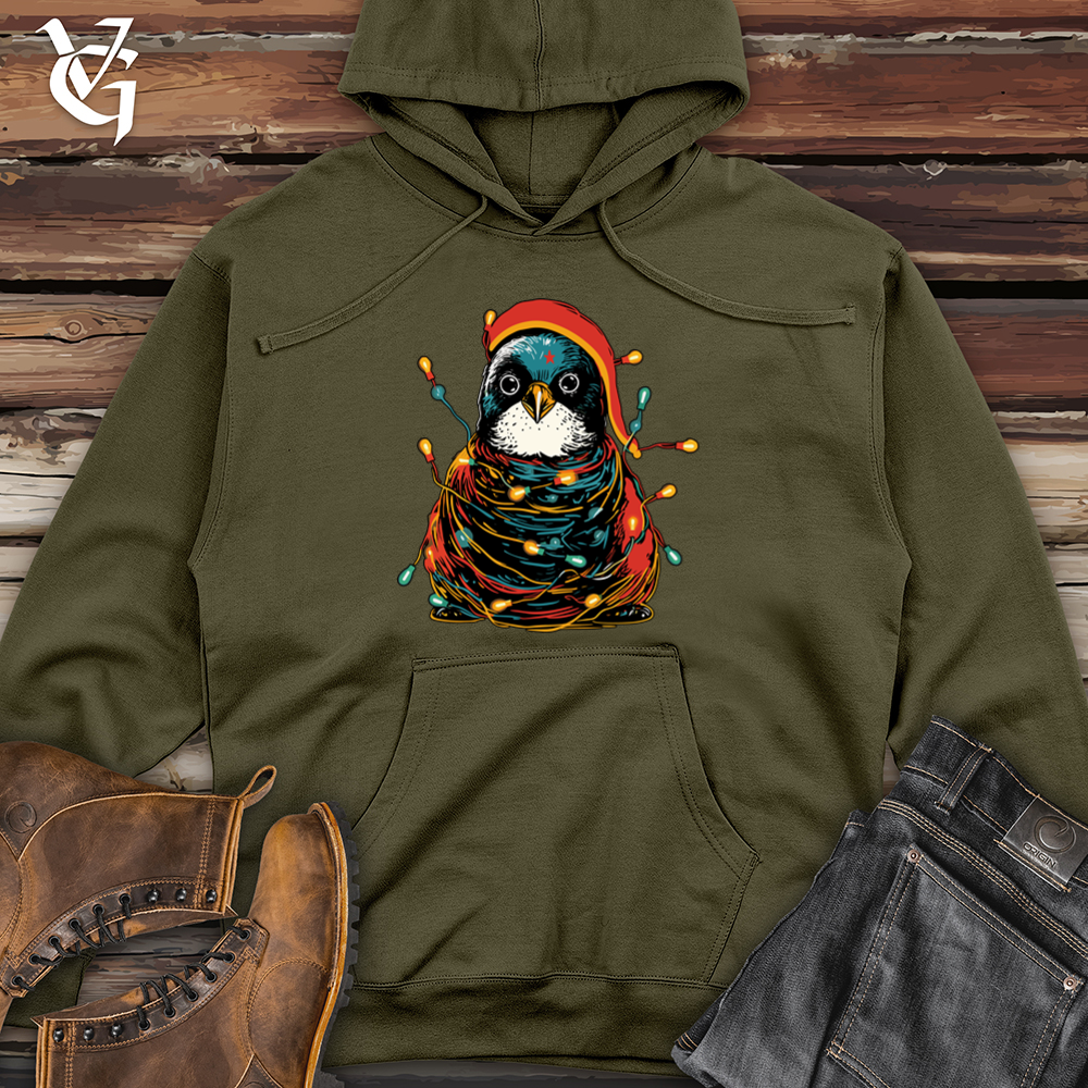 Vintage Festive Penguin Midweight Hooded Sweatshirt