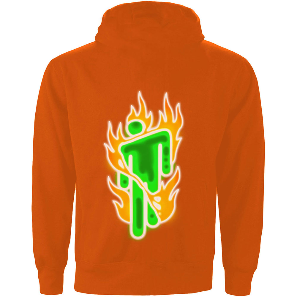 Billie Eilish Unisex Pullover Hoodie: Airbrush Flames Blohsh (Back Print)