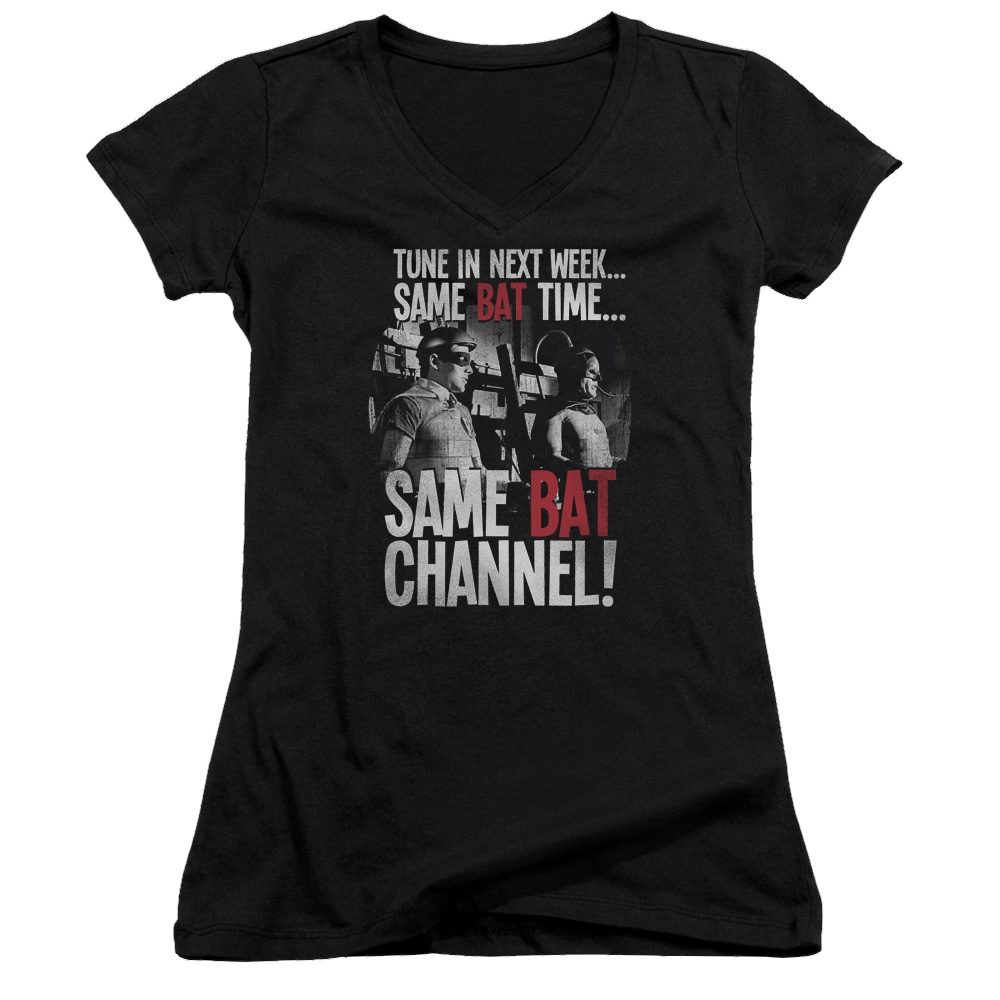 Batman - Classic TV Series Bat Channel - Juniors V-Neck T-Shirt