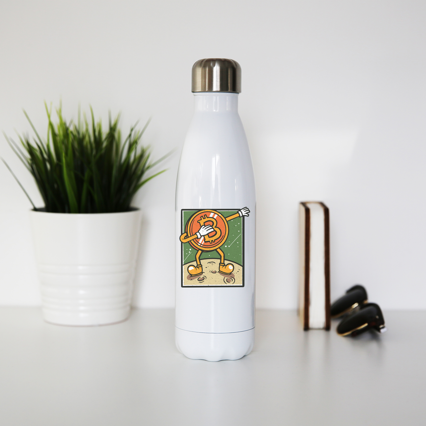 Bitcoin dabbing water bottle stainless steel reusable