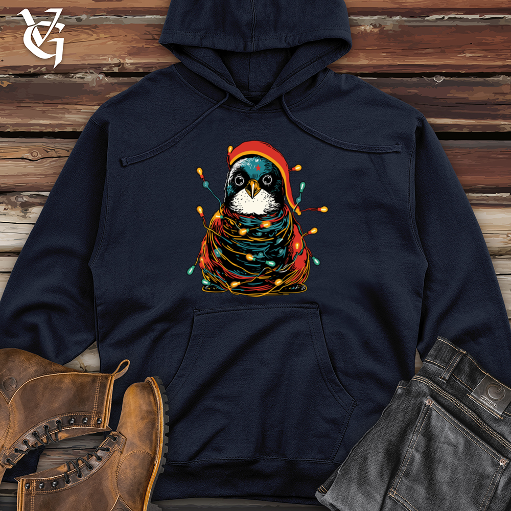 Vintage Festive Penguin Midweight Hooded Sweatshirt
