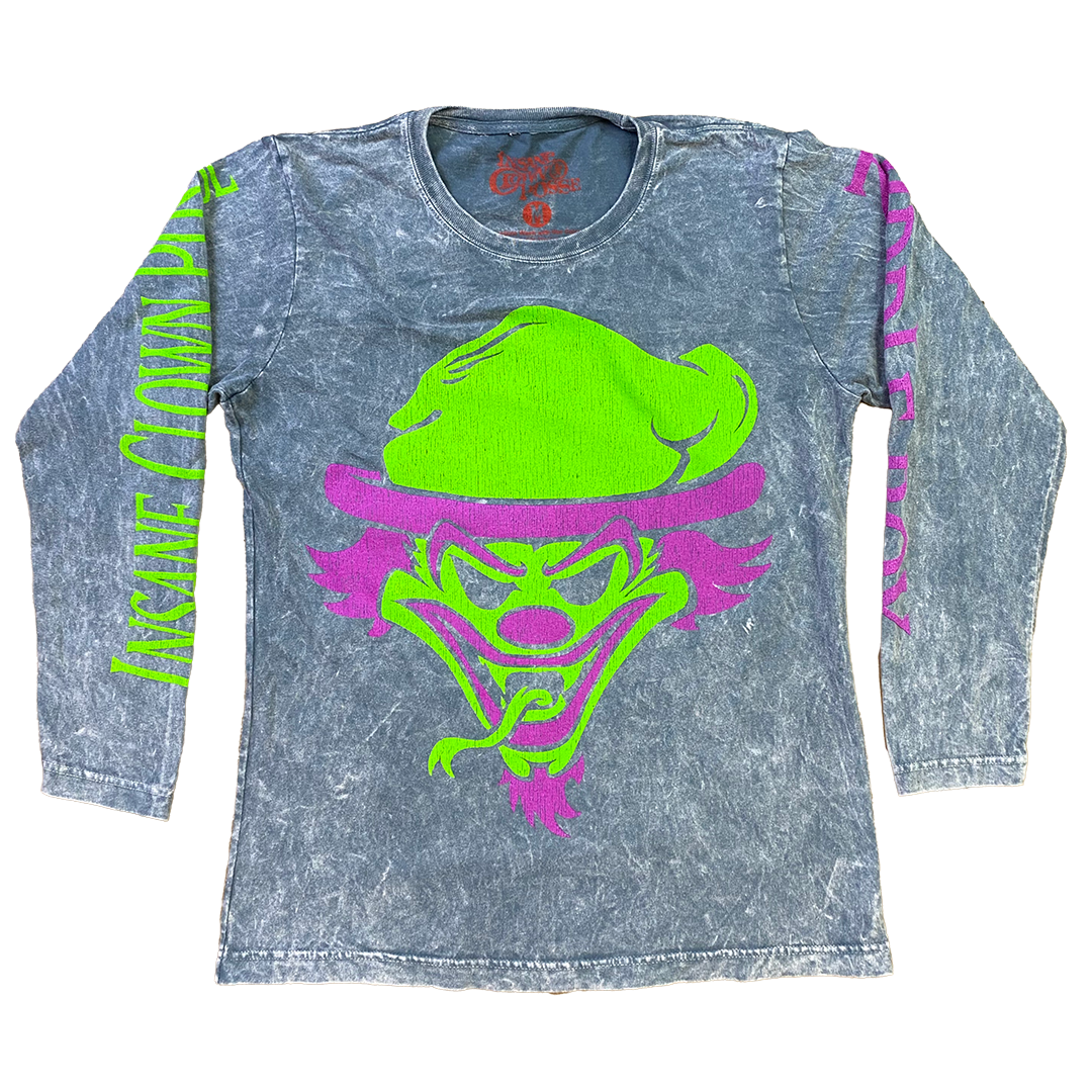 "Riddle Box Vintage" Womens Long Sleeve T-Shirt In Mineral Wash Grey