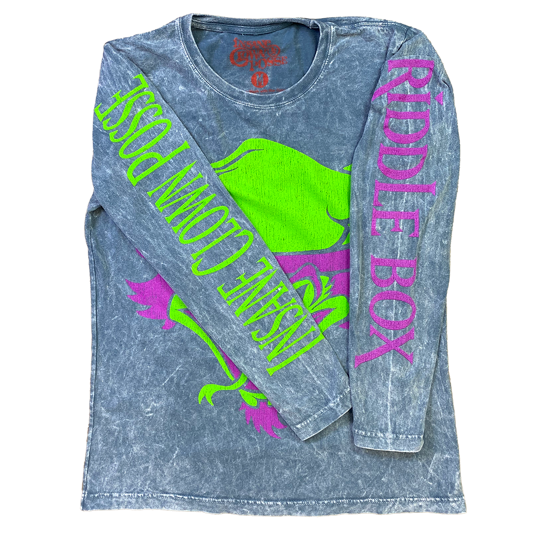 "Riddle Box Vintage" Womens Long Sleeve T-Shirt In Mineral Wash Grey