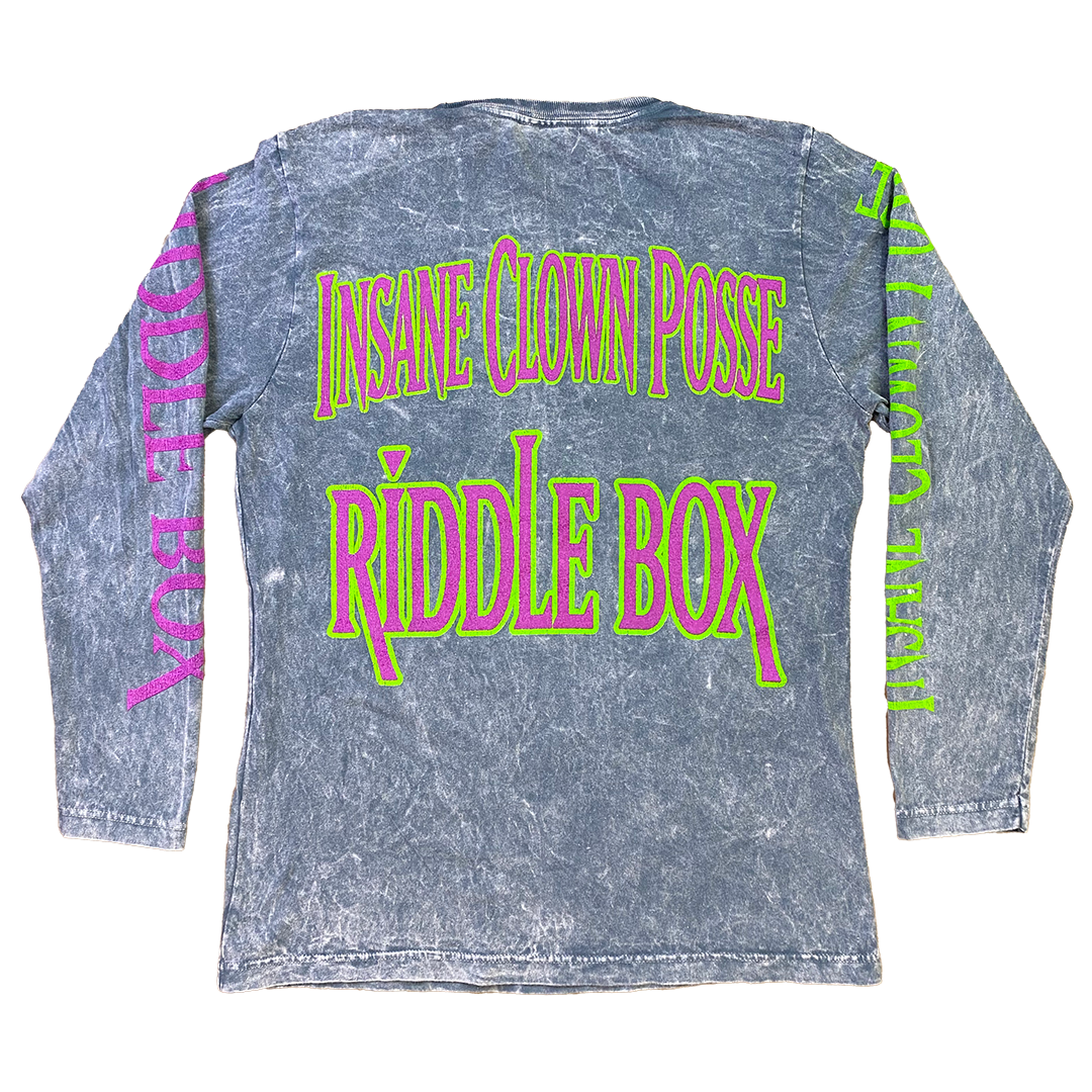 "Riddle Box Vintage" Womens Long Sleeve T-Shirt In Mineral Wash Grey