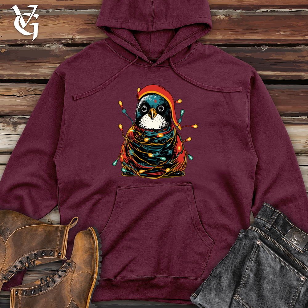 Vintage Festive Penguin Midweight Hooded Sweatshirt