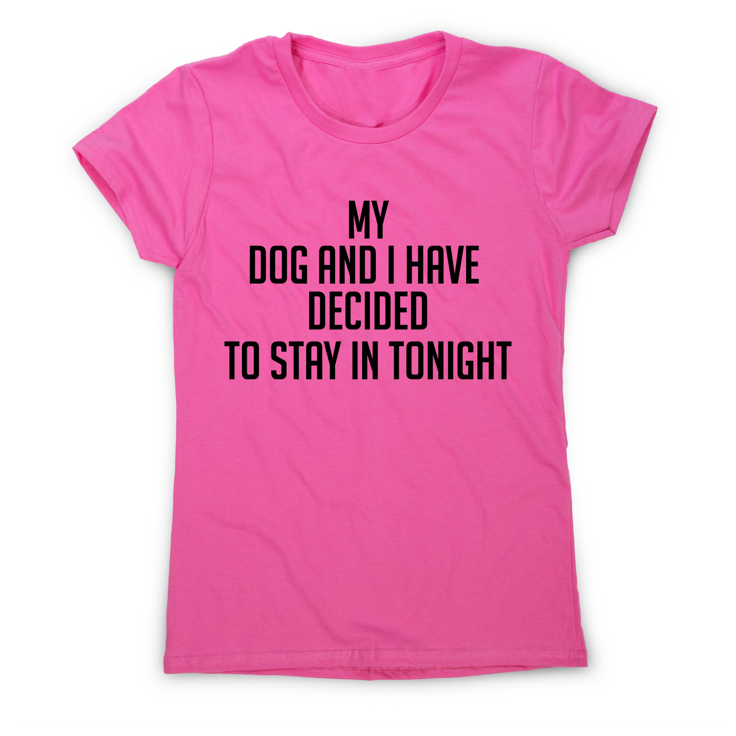 My dog and I have decided to stay in tonight funny t-shirt women's