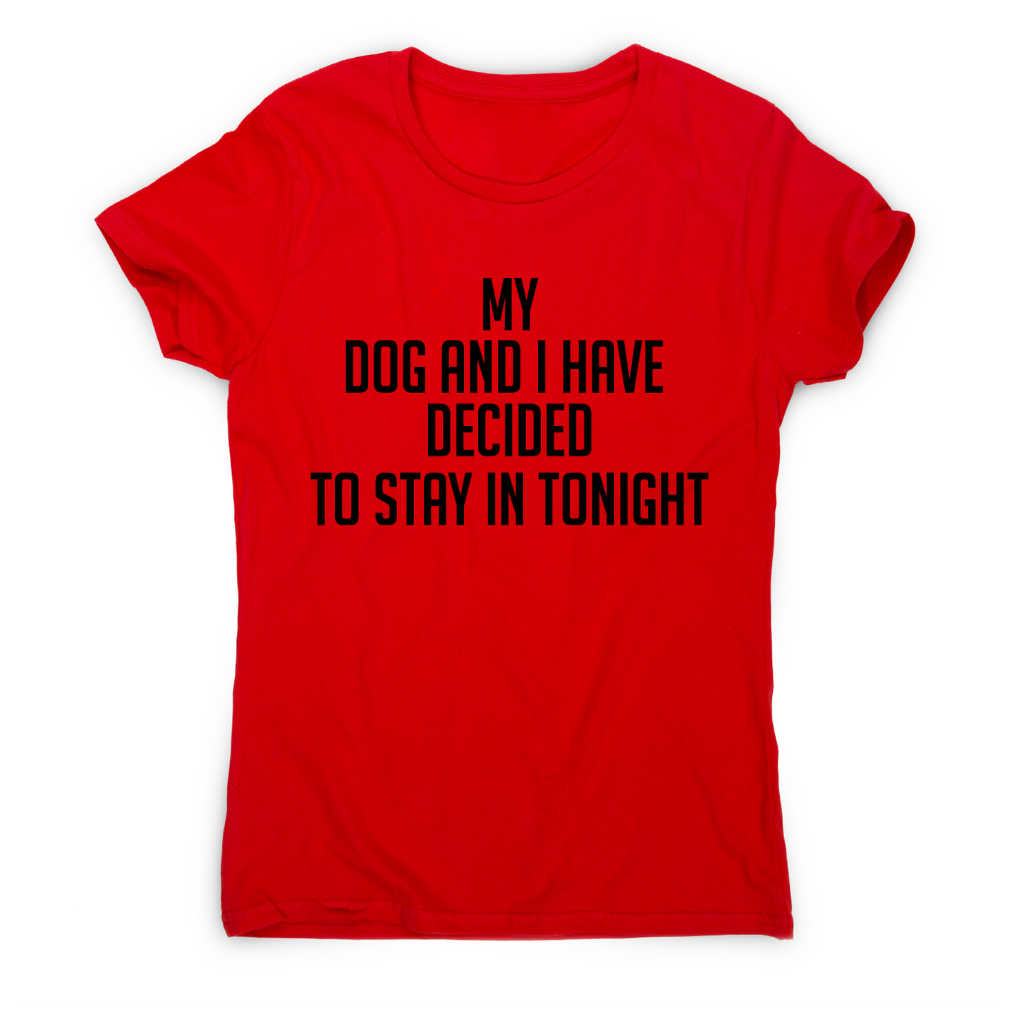 My dog and I have decided to stay in tonight funny t-shirt women's