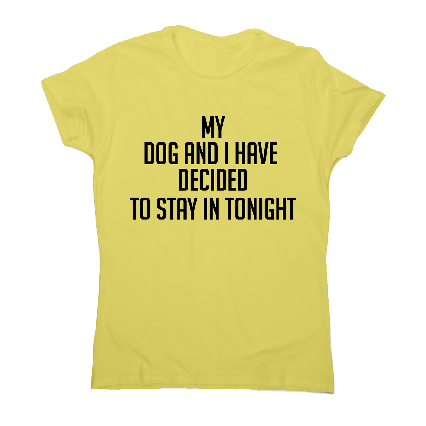 My dog and I have decided to stay in tonight funny t-shirt women's