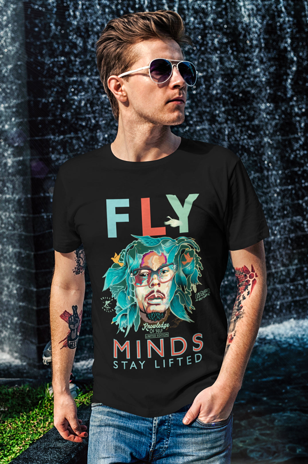 "Fly Mindz Retro BLK" Limited Edition Uni-Sex Tee