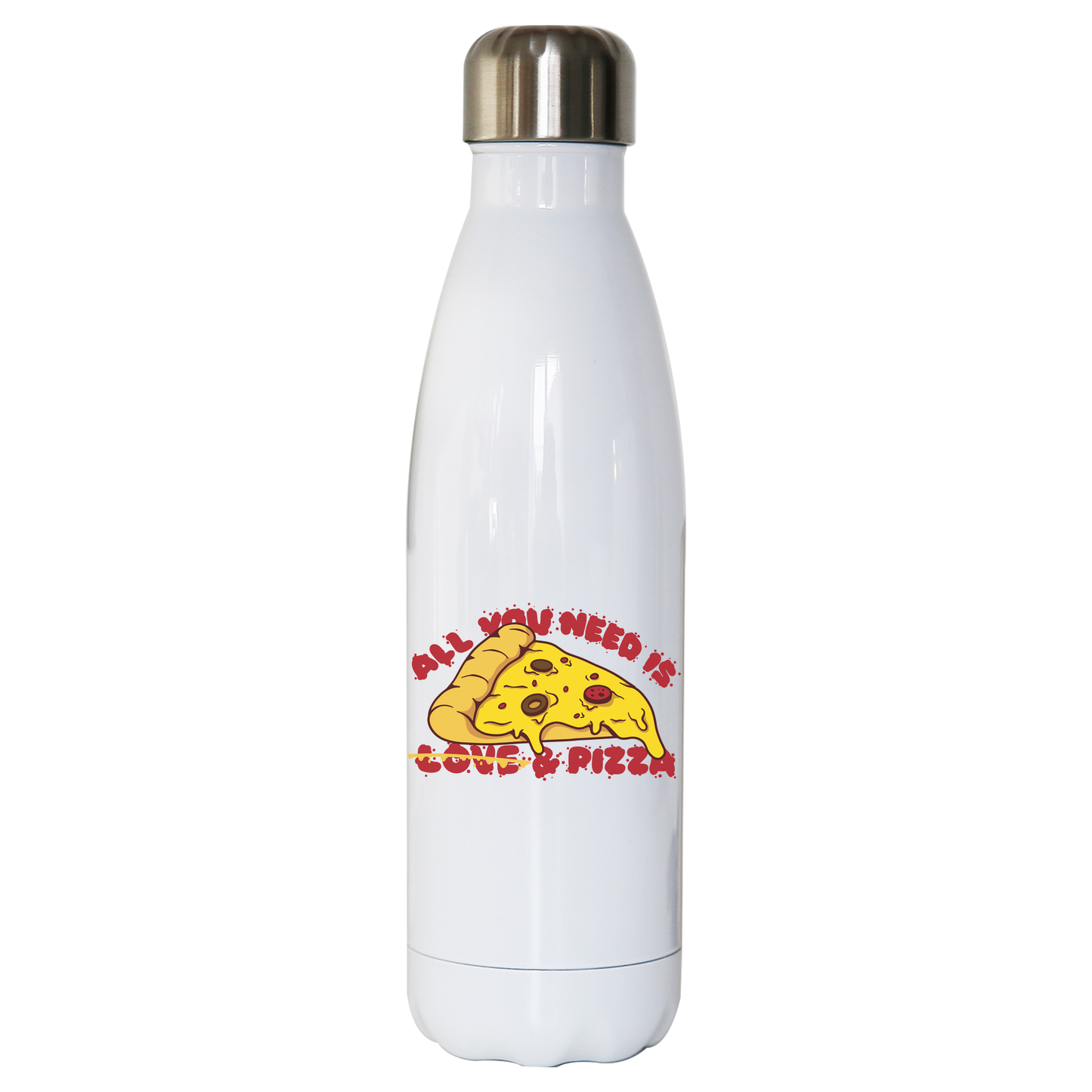 Pizza slice love water bottle stainless steel reusable