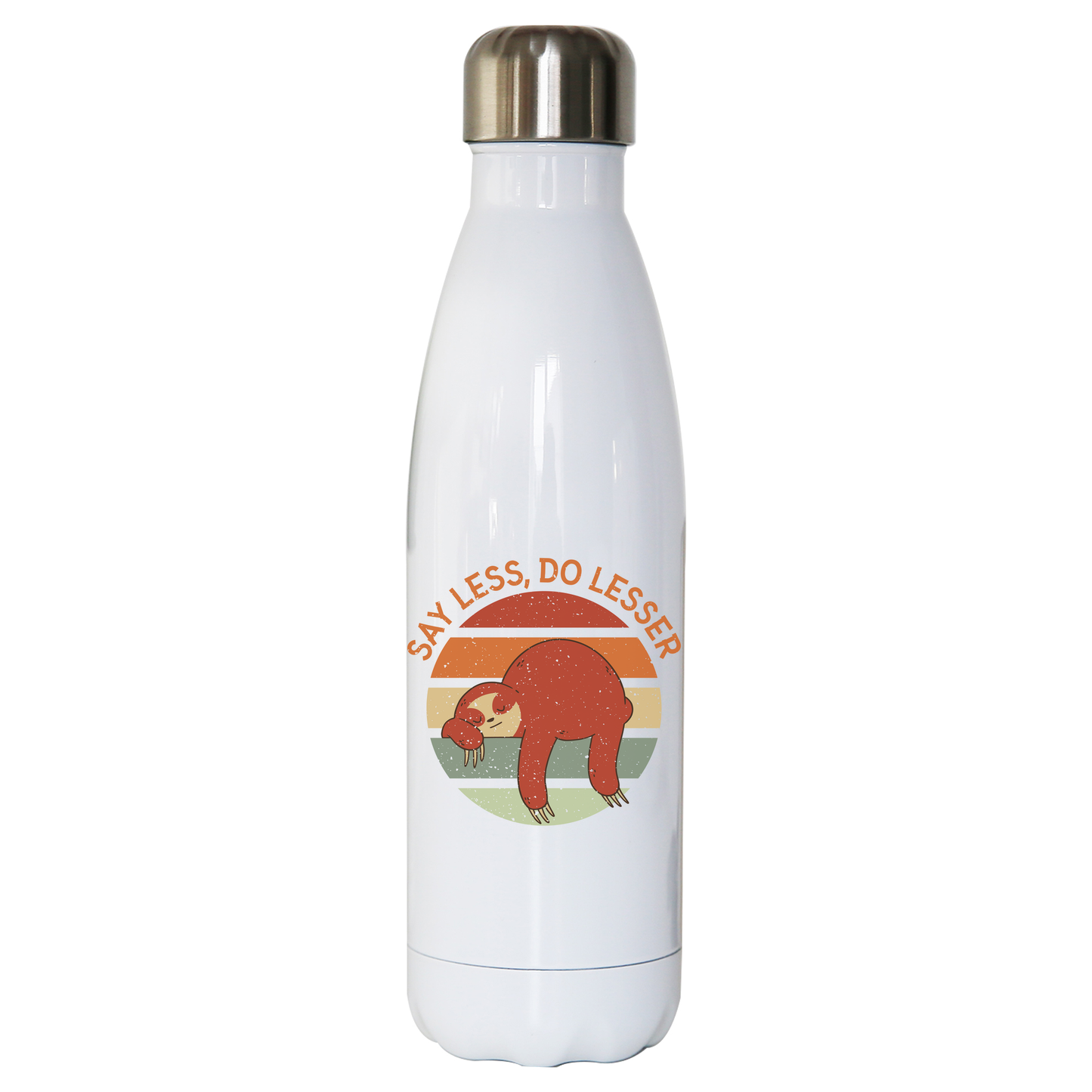 Retro sunset sloth water bottle stainless steel reusable