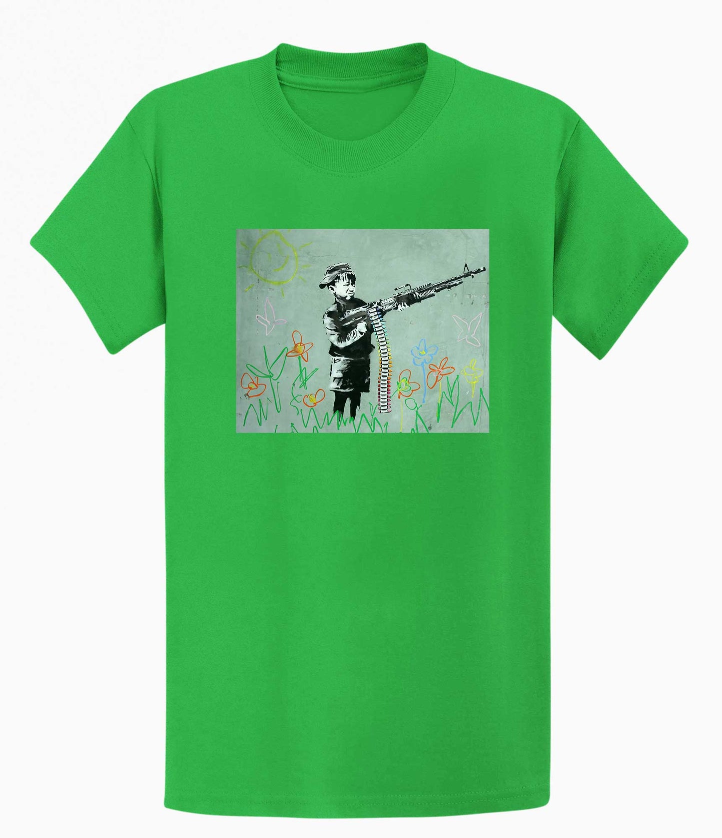 Banksy Unisex T-Shirt - Banksy Boy With machine gun