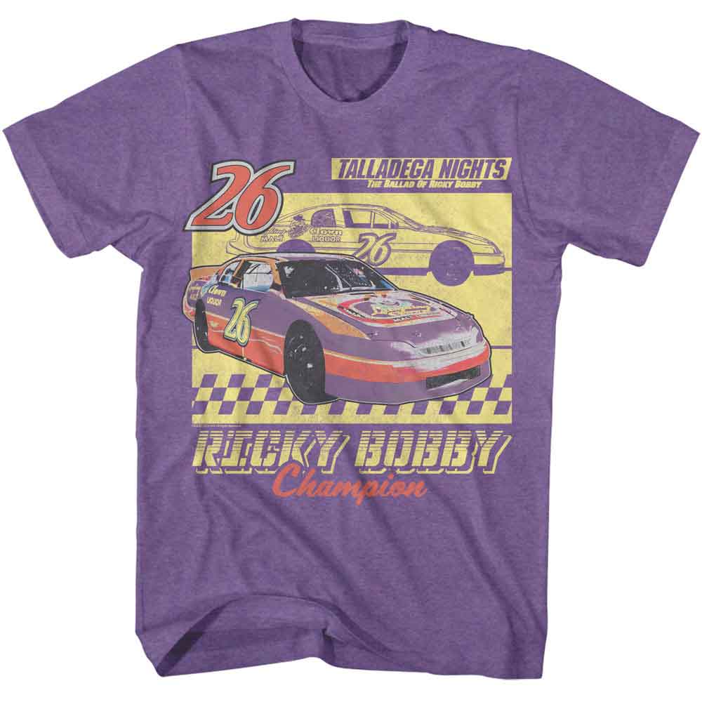 Talladega Nights - Laughing Clown Car Outline - American Classics - Heather Purple Adult Short Sleeve T-Shirt