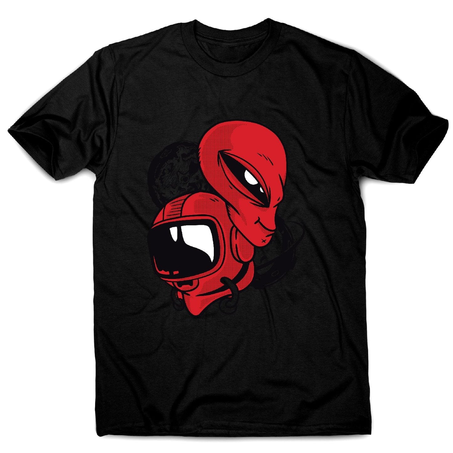 Alien and astronaut head - men's funny illustrations t-shirt