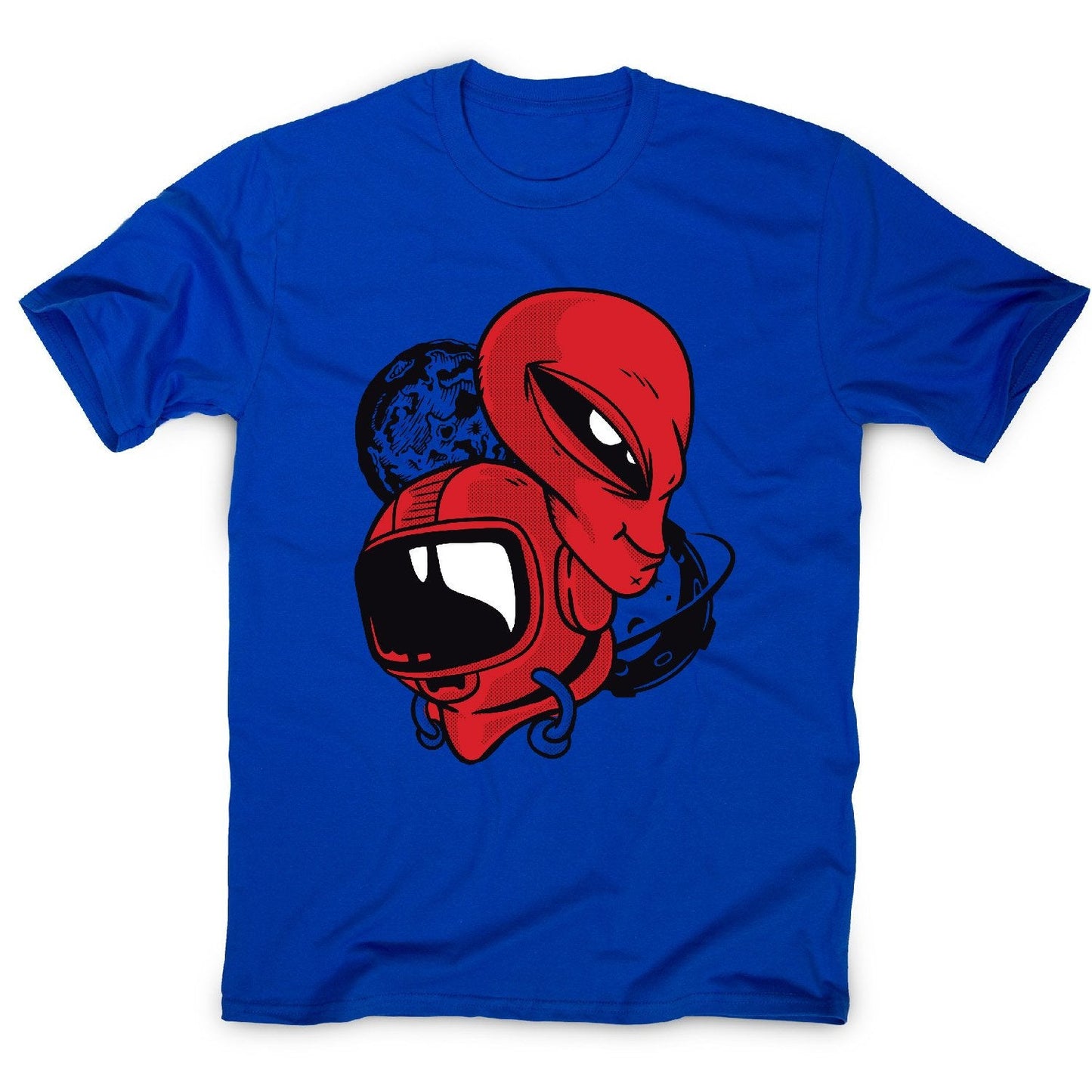 Alien and astronaut head - men's funny illustrations t-shirt