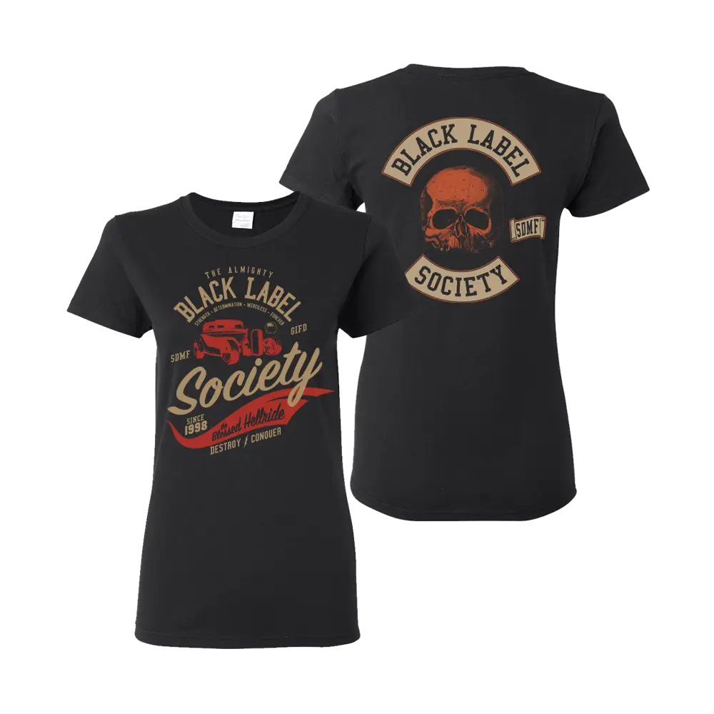 Blessed Hellride Rat Rod Womens Black Tee