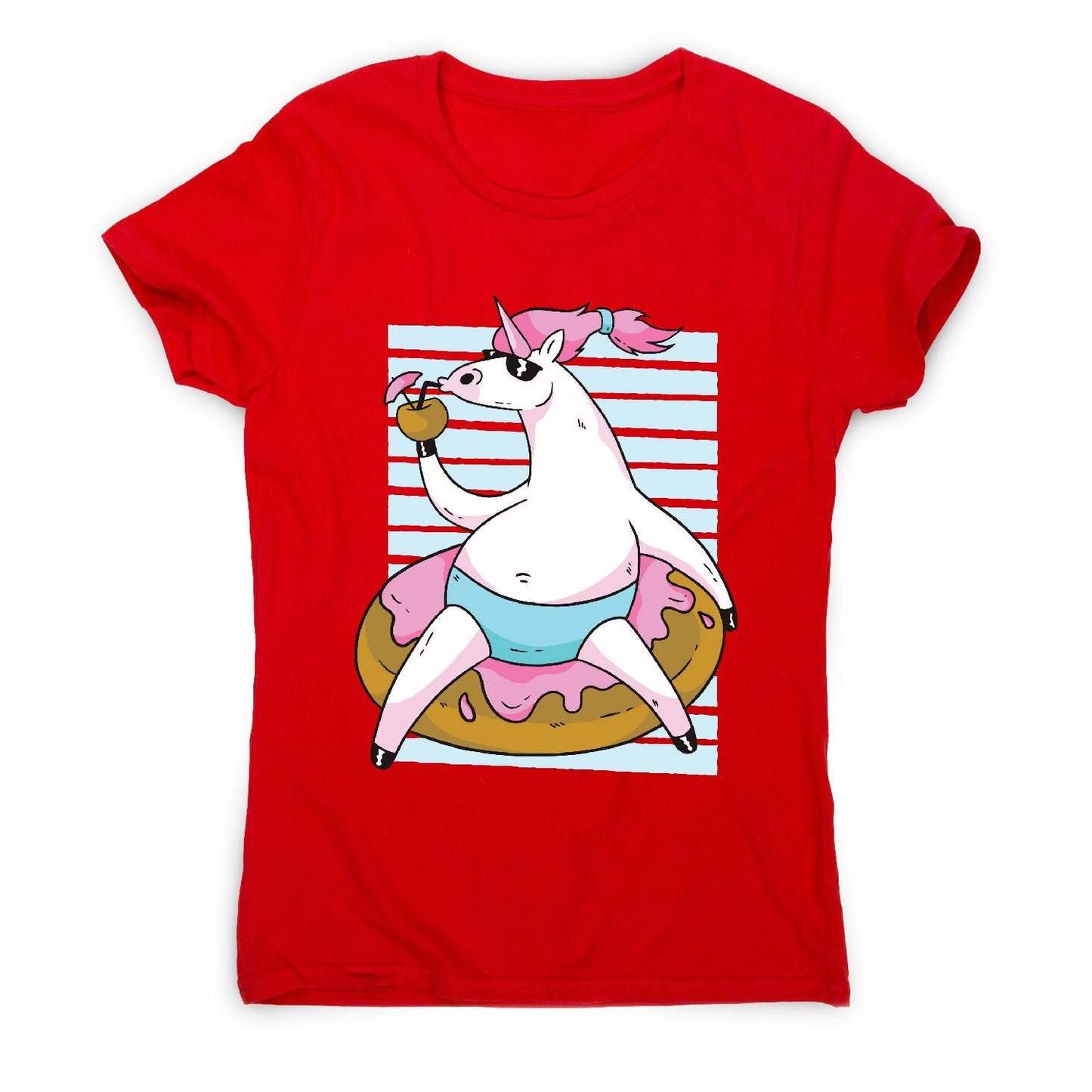 Chilling unicorn - women's funny illustrations t-shirt