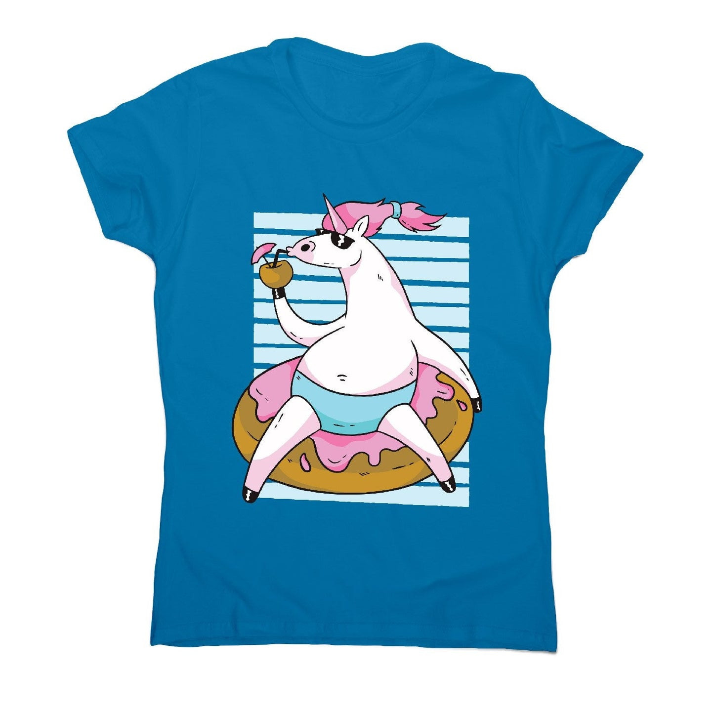 Chilling unicorn - women's funny illustrations t-shirt