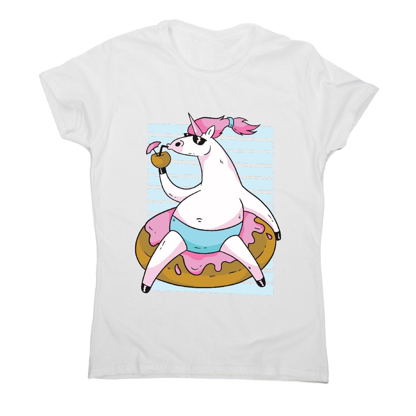 Chilling unicorn - women's funny illustrations t-shirt
