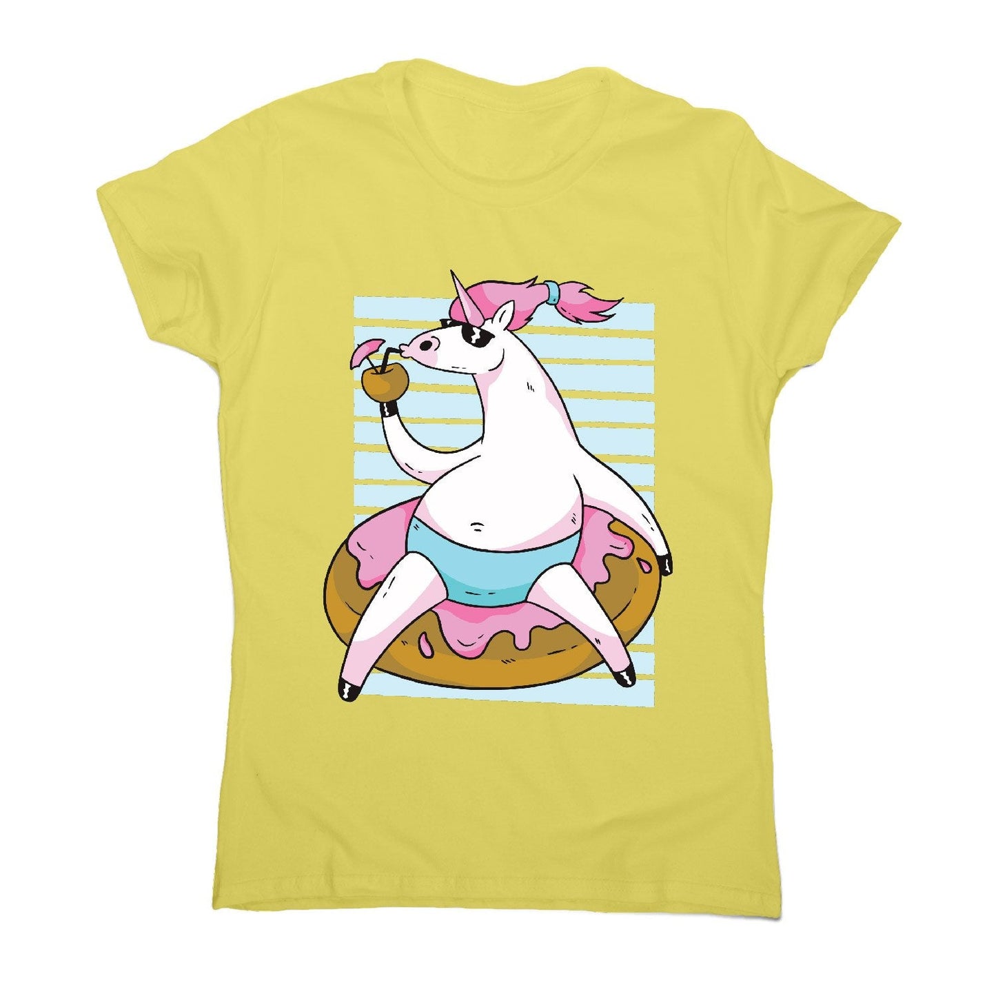 Chilling unicorn - women's funny illustrations t-shirt