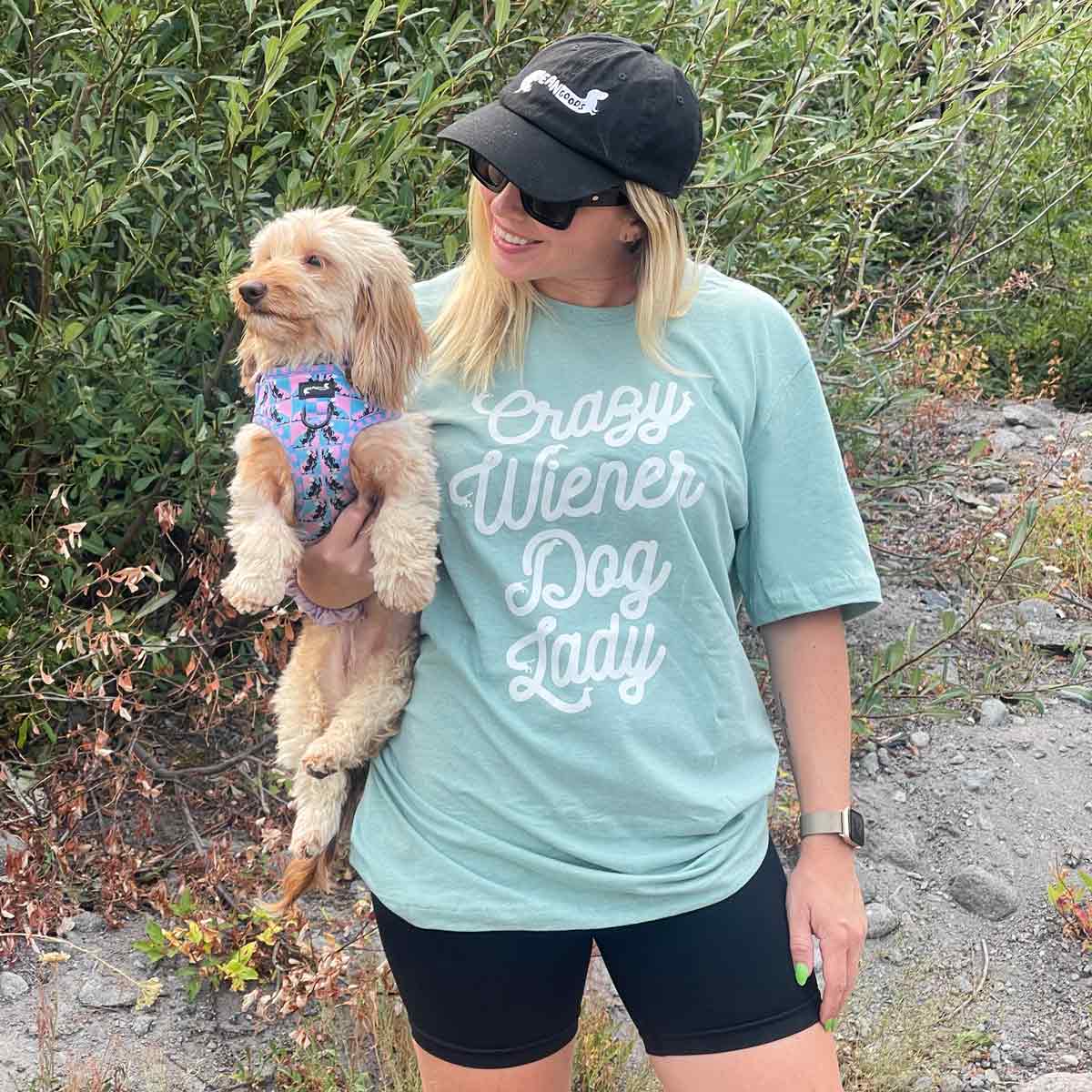 crazy wiener dog lady unisex tee | sage