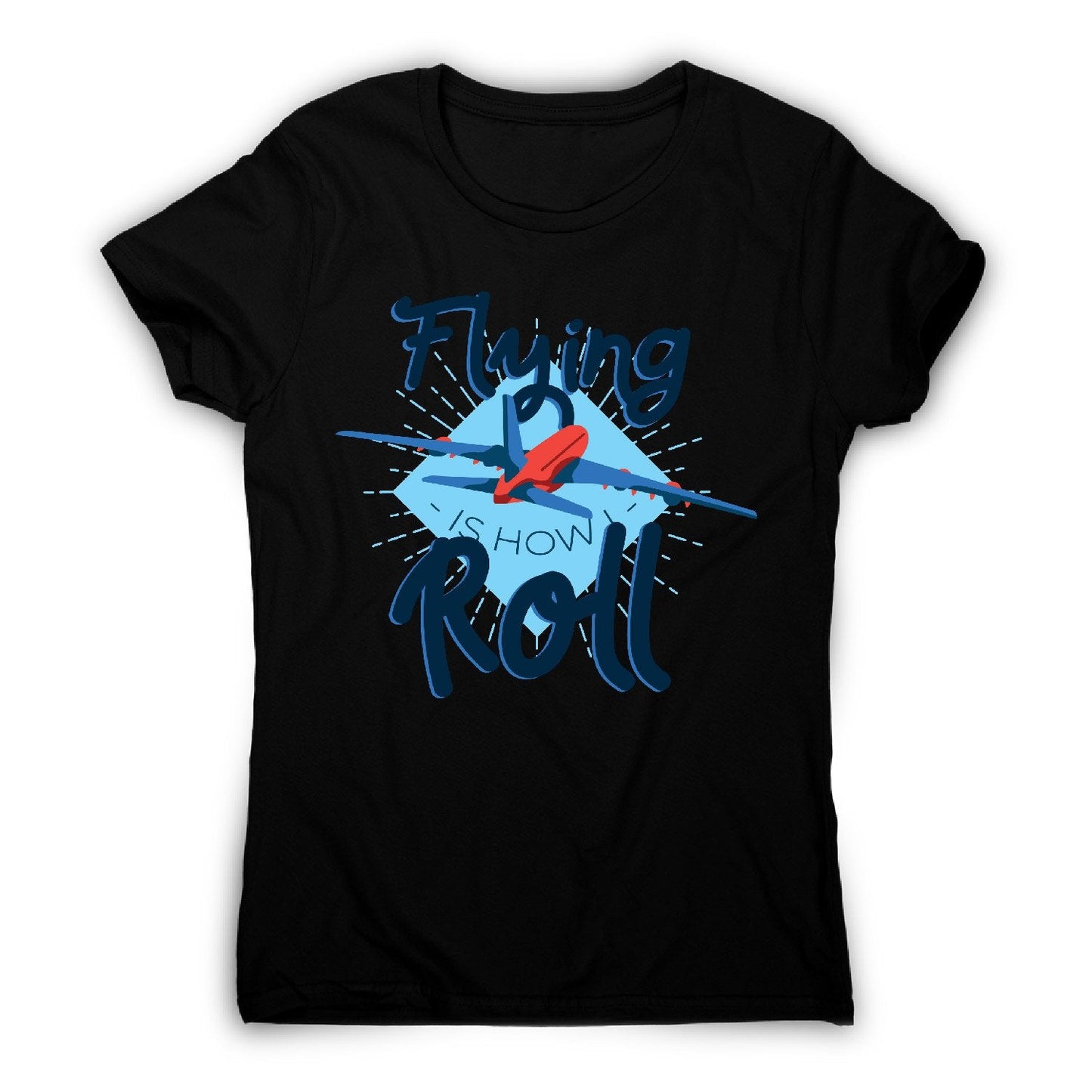 Flying airplane - funny women's t-shirt