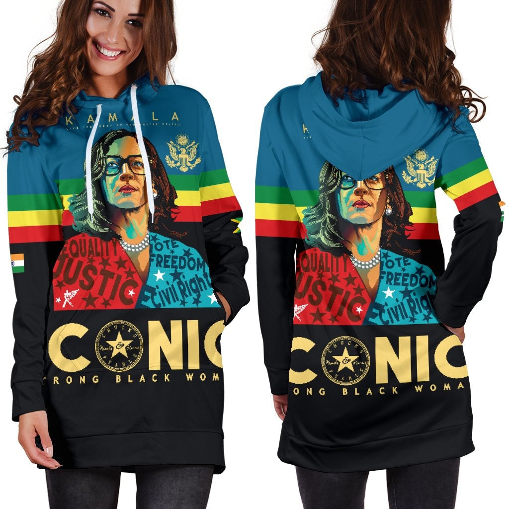 "Iconic Kamala" Limited Edition Black Hoodie Dress