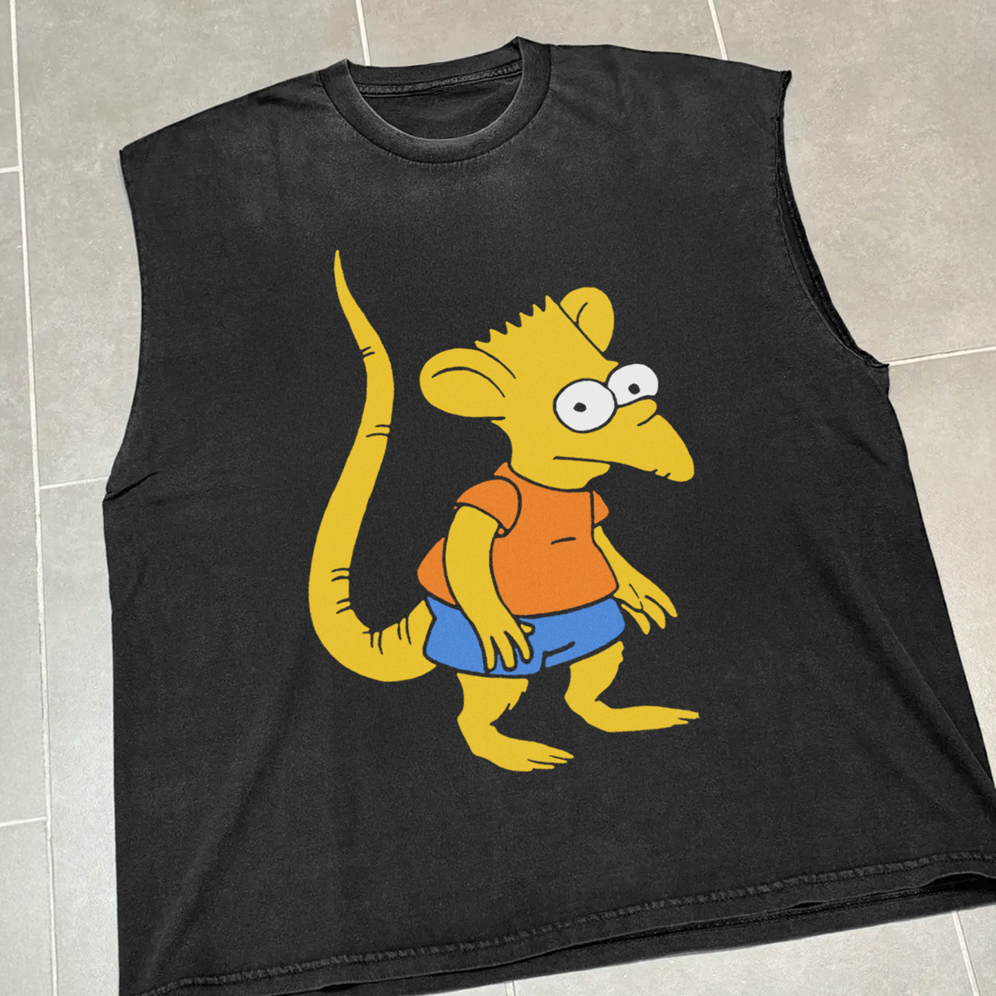 'DEAR RAT BOY' VINTAGE BLACK CUT-OFF T-SHIRT