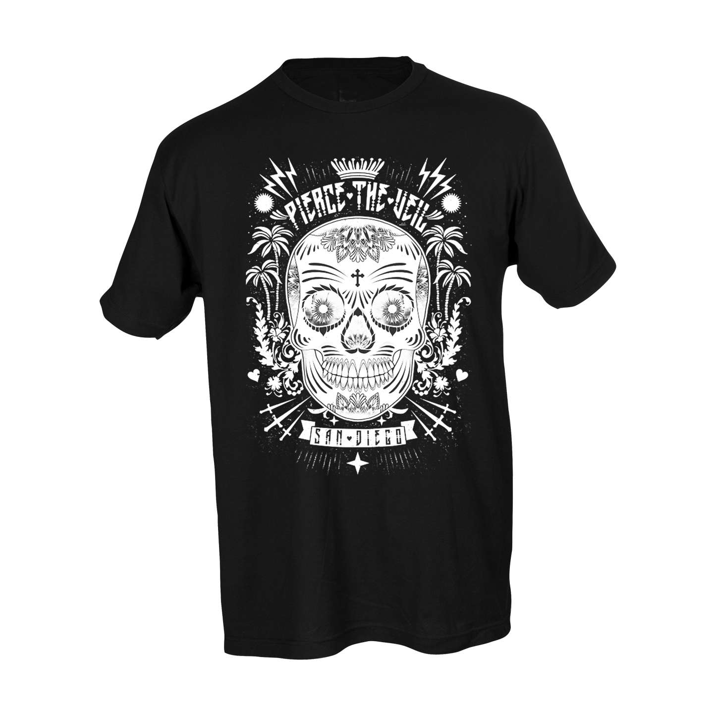 "White Sugar Skull" Black T-Shirt