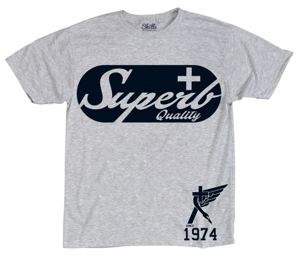 "Superb Quality" Steel Grey Graphic Tee