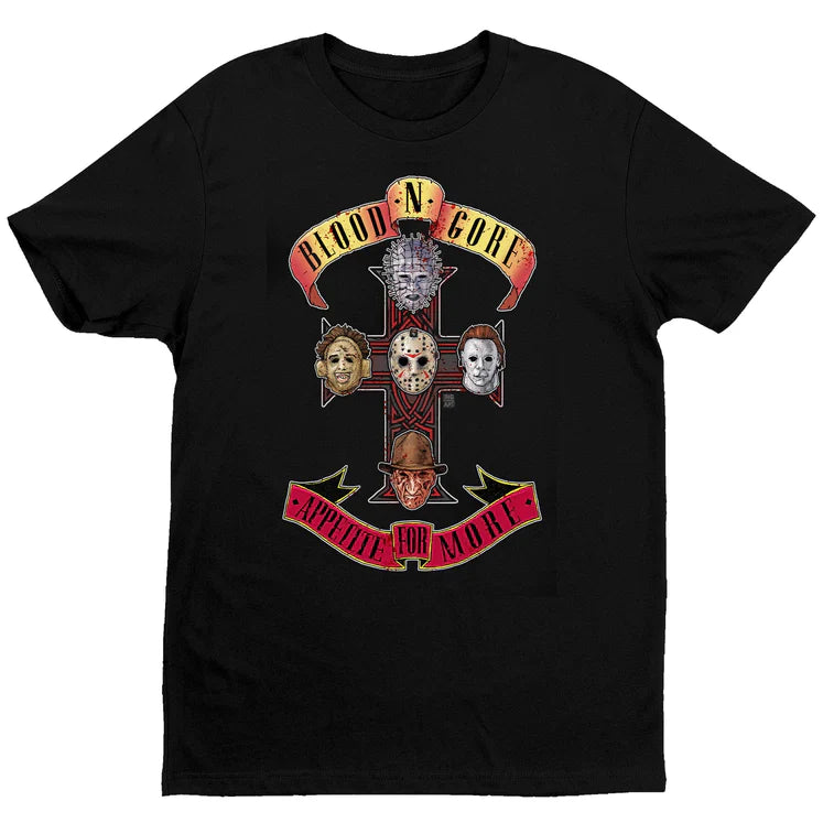 Horror - Parody Appetite for more Adult Fitted Black T-Shirt