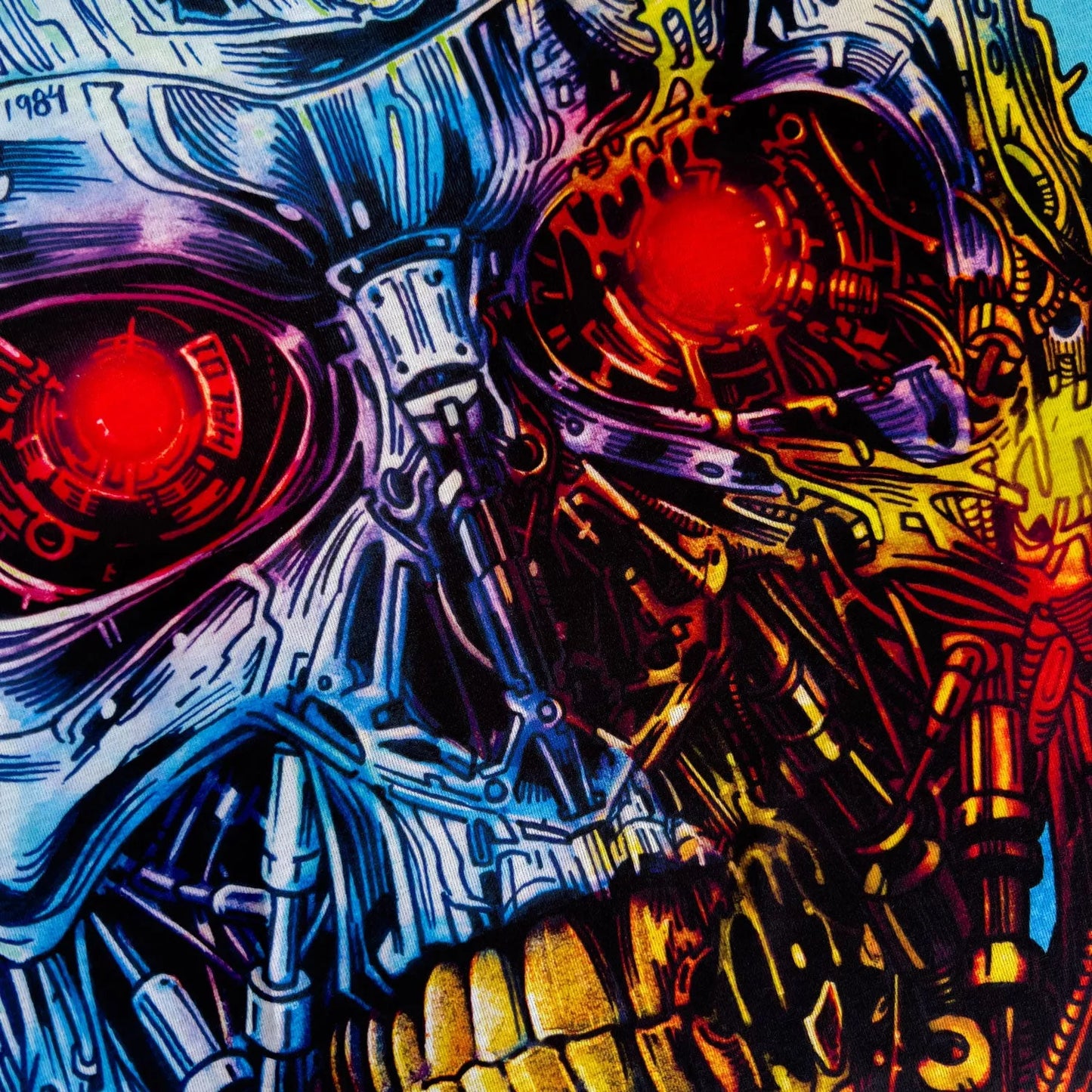 Terminator Skull Artwork Mens Panel T Shirt