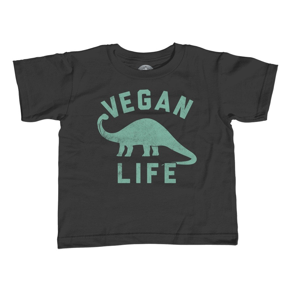 Boy's Brontosaurus Vegan Life T-Shirt Funny Vegan Shirt