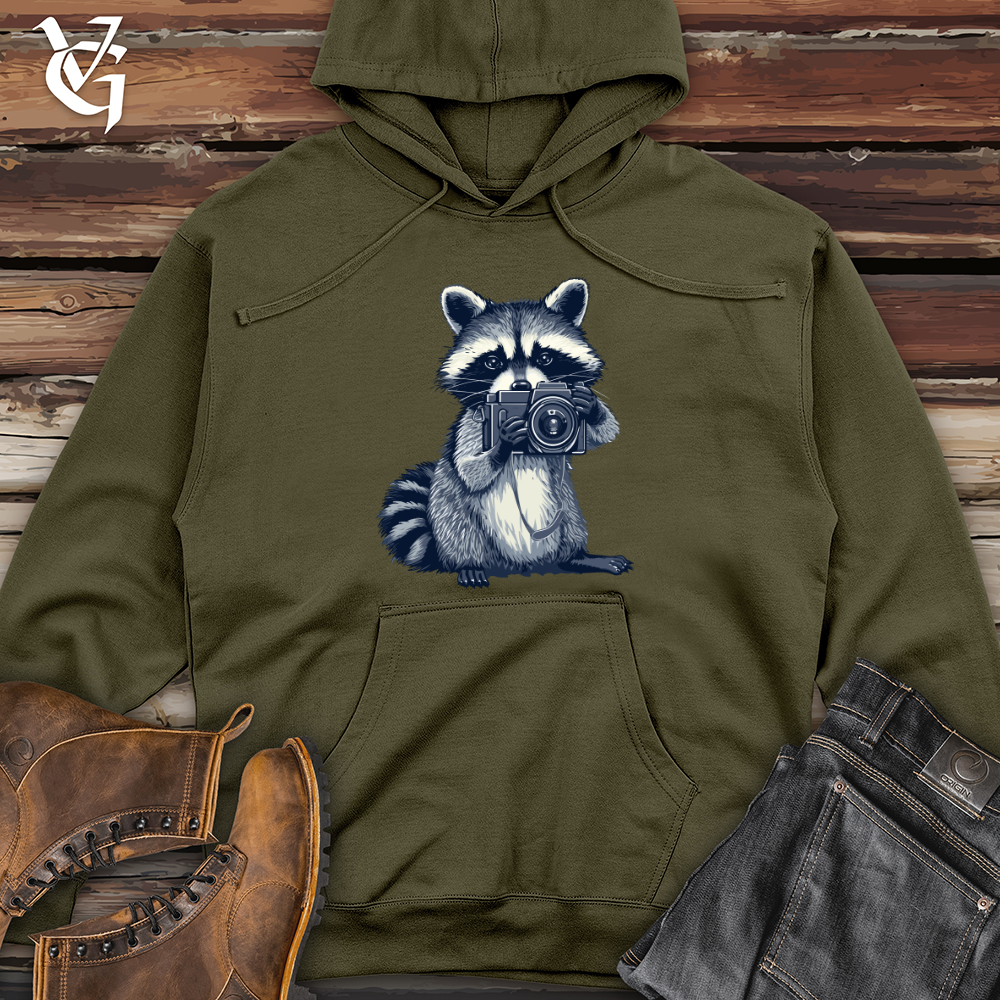 Raccoon Photographer Snapshot Midweight Hooded Sweatshirt