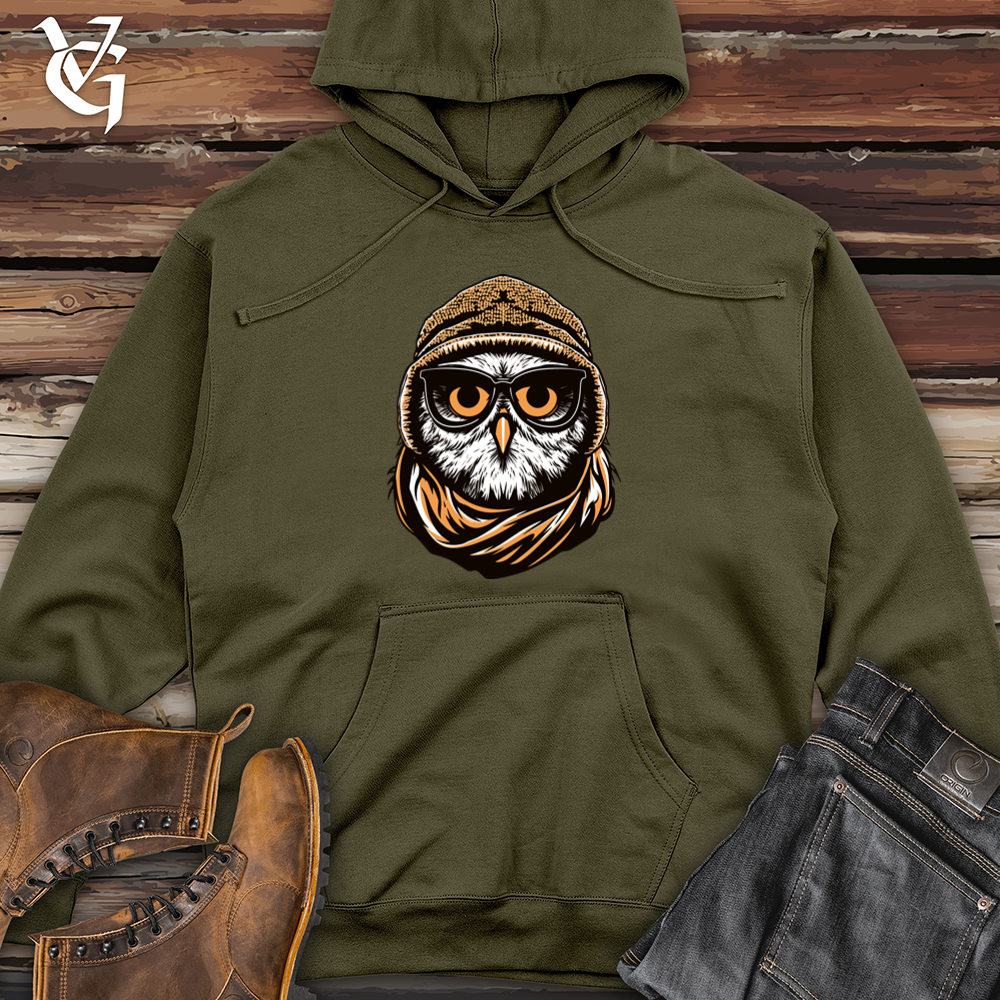 Vintage Ski Mask Owl Midweight Hooded Sweatshirt
