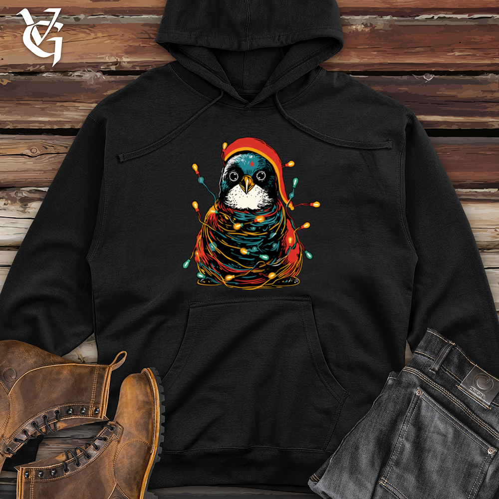 Vintage Festive Penguin Midweight Hooded Sweatshirt
