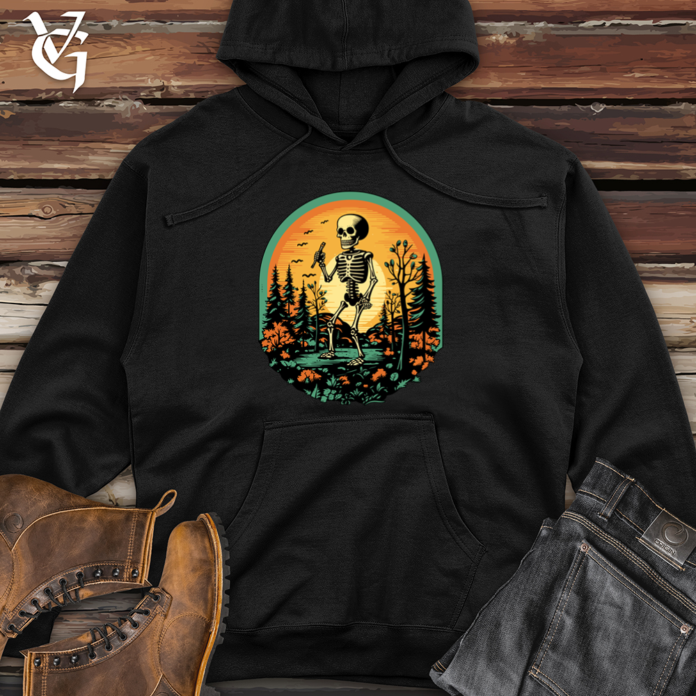 Vintage Skeletal Forest Planting Midweight Hooded Sweatshirt