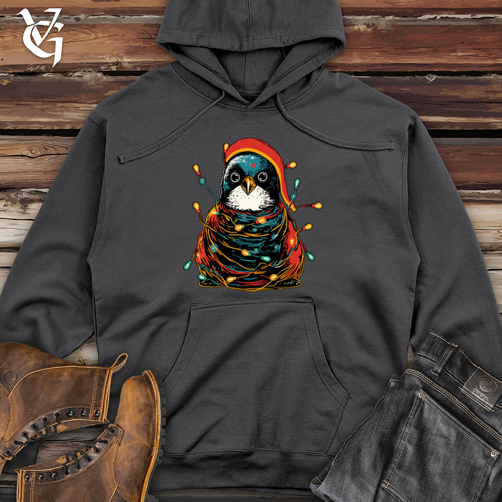 Vintage Festive Penguin Midweight Hooded Sweatshirt