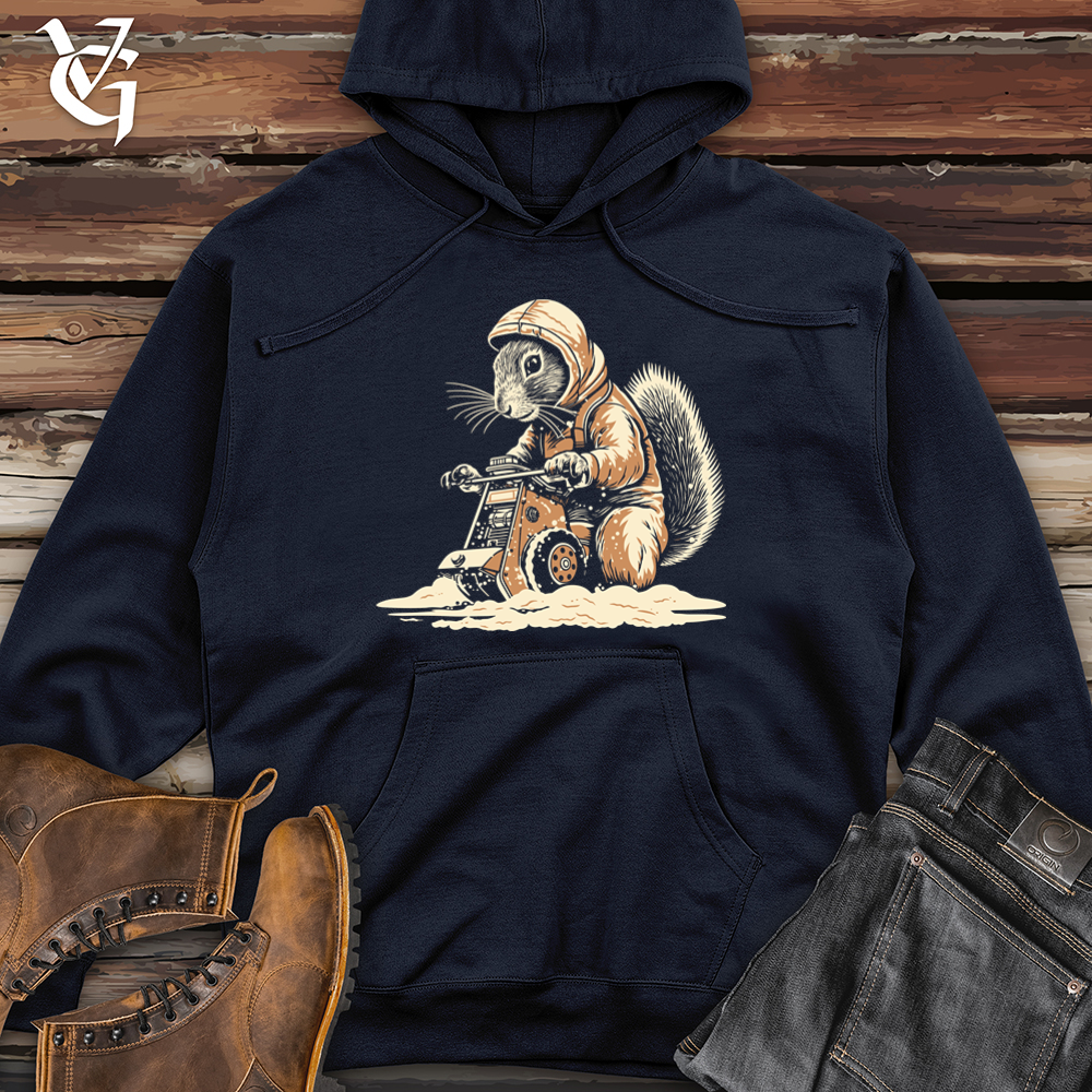 Vintage Snow Blower Squirrel Midweight Hooded Sweatshirt