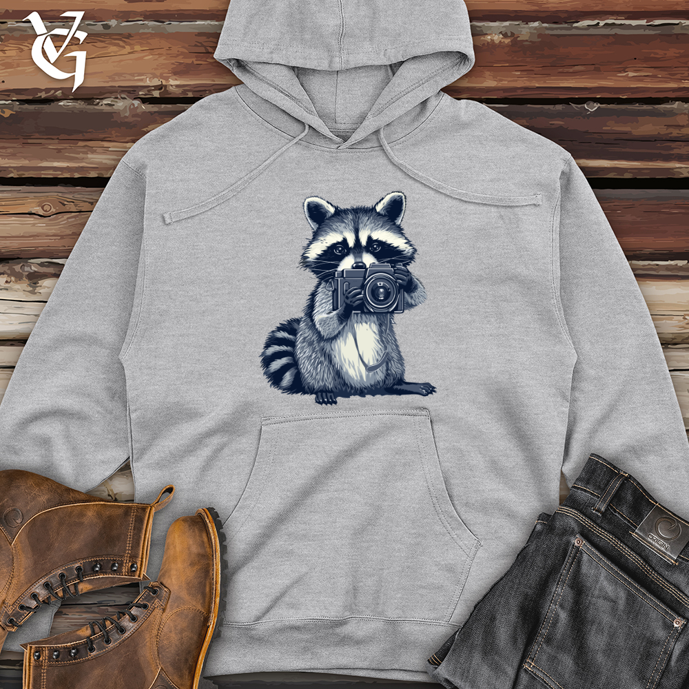Raccoon Photographer Snapshot Midweight Hooded Sweatshirt