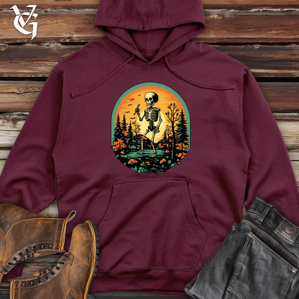 Vintage Skeletal Forest Planting Midweight Hooded Sweatshirt
