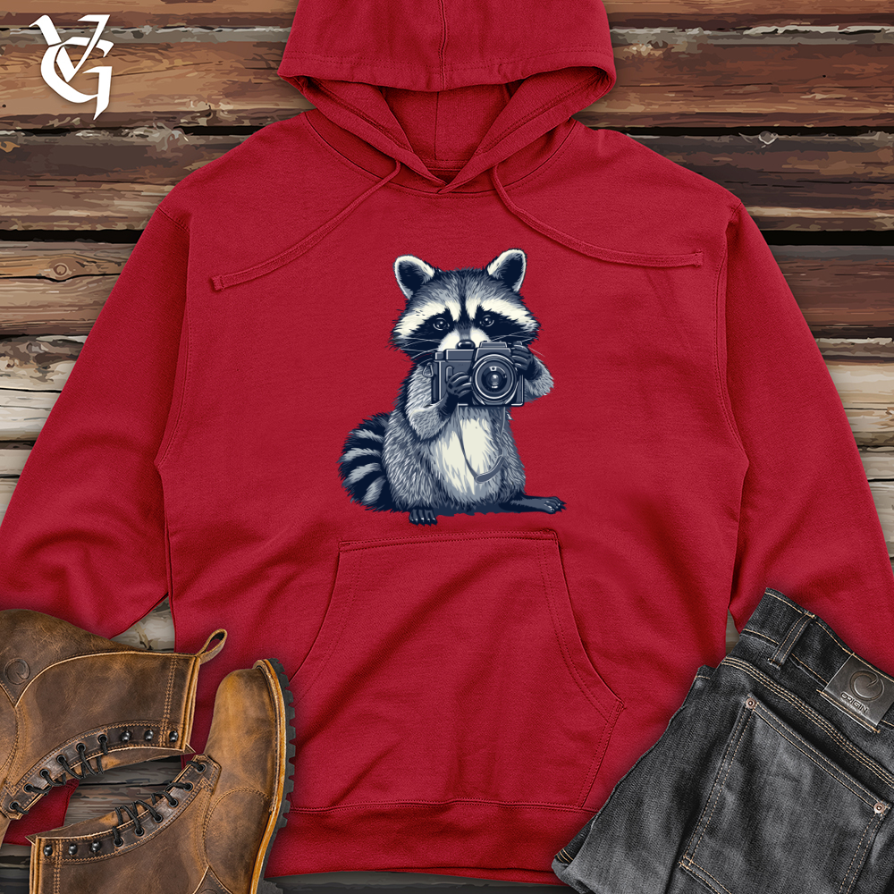 Raccoon Photographer Snapshot Midweight Hooded Sweatshirt