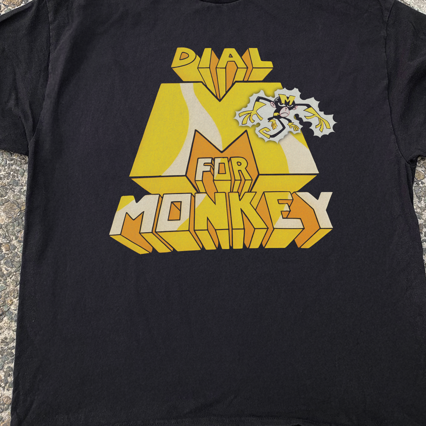 'DIAL M FOR MONKEY' CN VINTAGE BLACK TEE