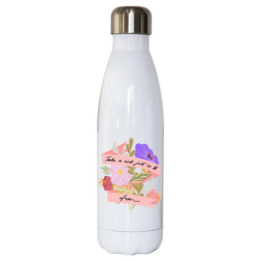 Flowers abstract illustration water bottle stainless steel reusable