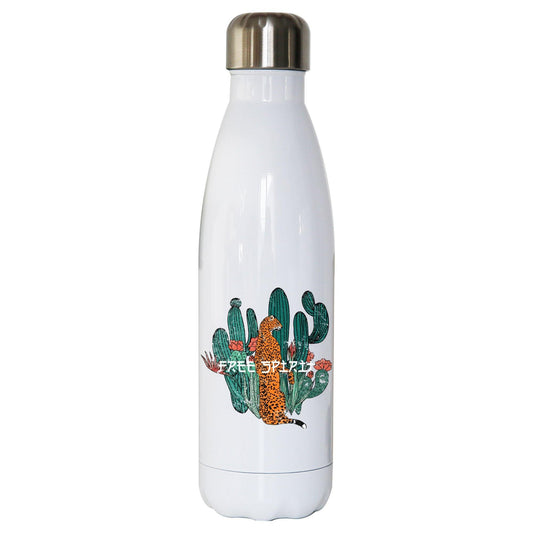 Leopard free spirit illustration graphic design water bottle stainless steel reusable