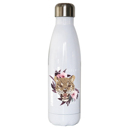 Leopard head illustration design water bottle stainless steel reusable